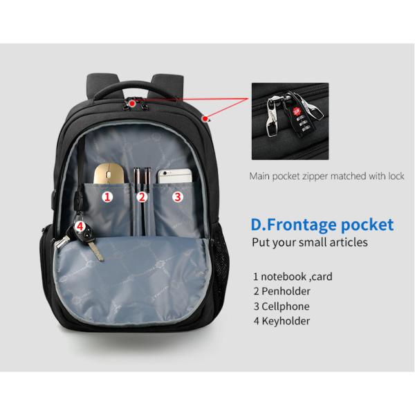 T-B3399 Waterproof Travel Laptop Backpack Anti Theft Lightweight Mochila Men With Usb