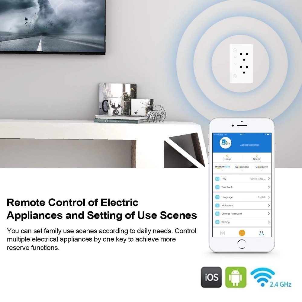 Oem Customized Mobile Phone Remote Timing Control Wifi Smart Surge Protector Wireless Multi Plug Socket