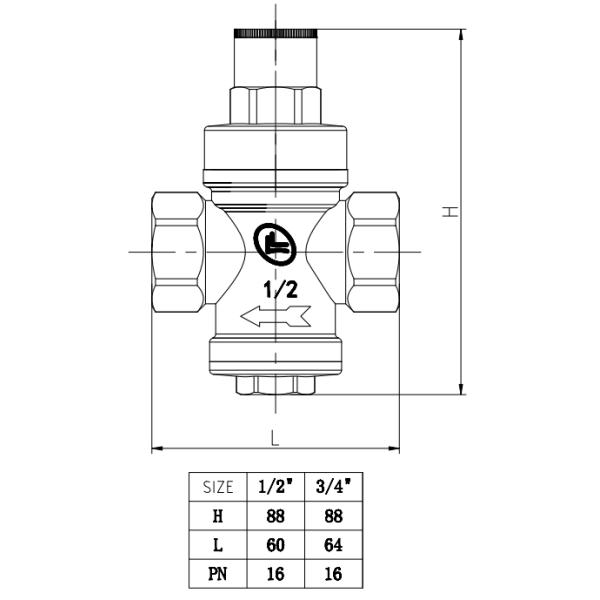 PN16 Pressure Reducing 3/4" HVAC Valve