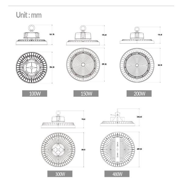 150W 19500lm Commercial Industrial LED High Bay Lights For Garment Factory Ceiling