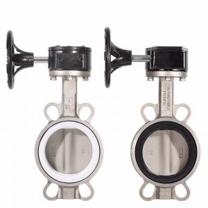 China Gearbox Switch Box Double Acting Actuator Soft Seat Wafer Butterfly Valve DN50-DN300 on sale