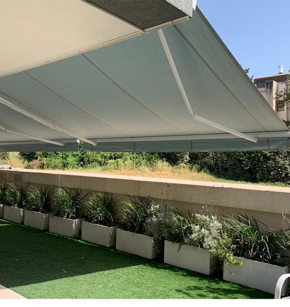 retractable awning fold arm full cassette awning LED aluminum frame awning