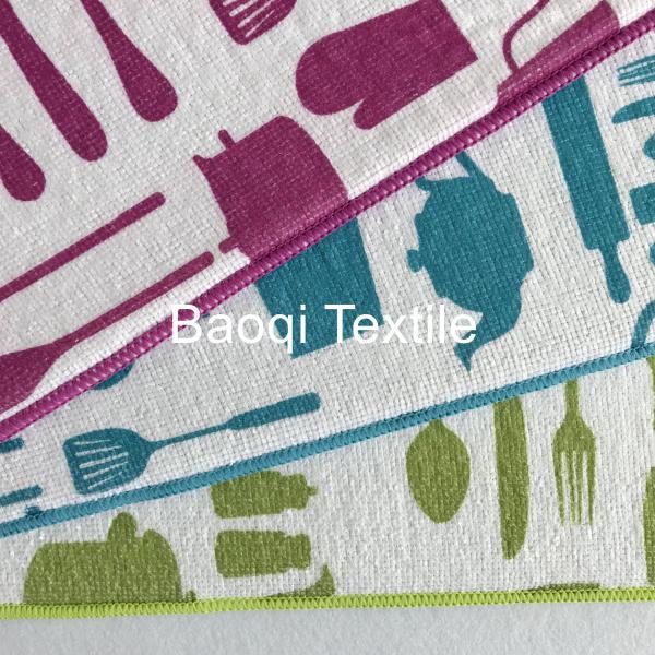 ECO-friendly OEM absorbent water microfiber printed kitchen mat customized washable pads