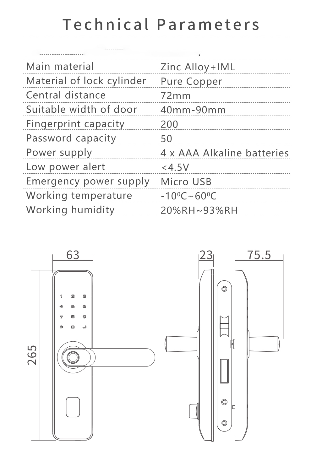 Fingerprint Zinc Alloy TT Door Lock Indoor WiFi APP Smart For Apartment House