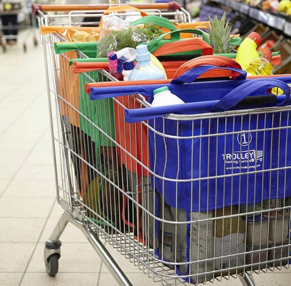 Shopping Trolley Bag Foldable 4 Grocery Large Deep Trolley Lightweight Carry