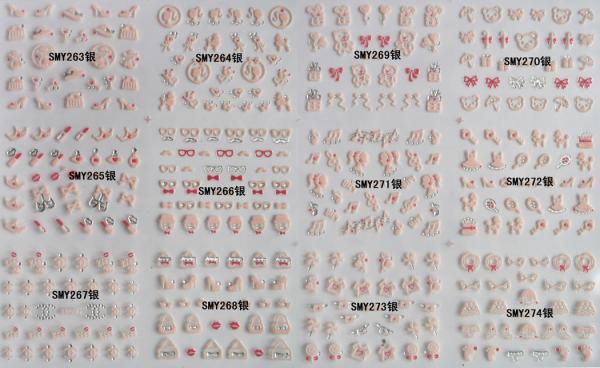 Quality Gold/silver color 3D nail polish sticker Nail Art 3D Sticker nail decal-SMY263-274D for sale