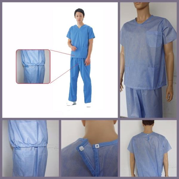 Unisex Disposable Scrub Suits V Neck Disposable Protective Gowns EO Sterilized