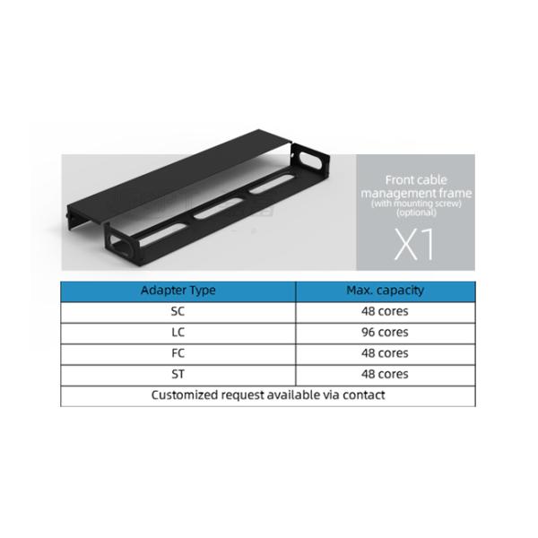 1U Fixed Patch Panel Capacity 12/24/48 Fiber Rack Mount Patch Panel Optonal LC/SC/FC/ST Adapters
