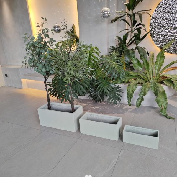 Large Rectangular Fiberglass Flower Pots Customized Size For Home Decor