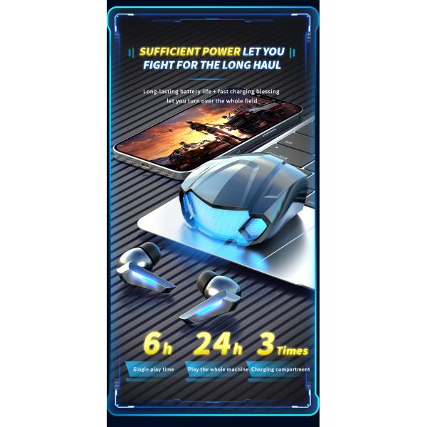 Bluetooth Headphone Gaming Earbuds True Wireless Headset for Gaming PC and Phone Call