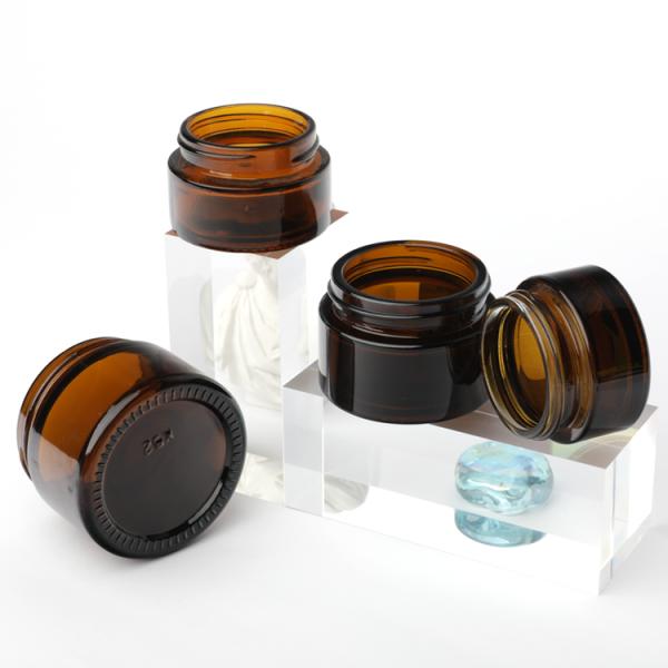 20g 30g Green Glass Cosmetic Jars Straight Round With Screw Cap