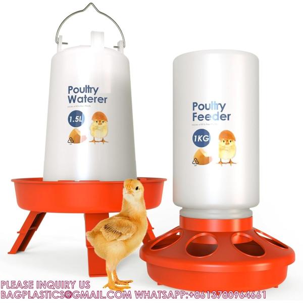 Recyclable Sustainable Plastic Chick Feeder Waterer Kit Chicken Feeder and Waterer Set