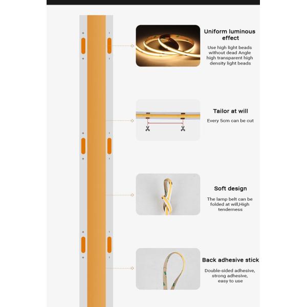 LED Light Source 12W/meter Electroplate COB 320Ds Light Strip SL- COB-03208D65