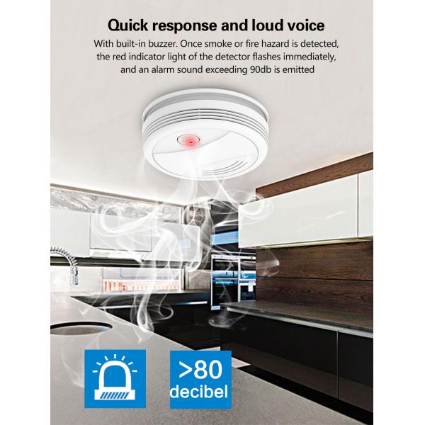 Explosion Proof Tuya Smoke Detector Home Assistant 2.4Ghz 85dB Alarm