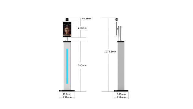 Prefessional Facial Recognition Temperature Kiosk Digital Ir Thermometer