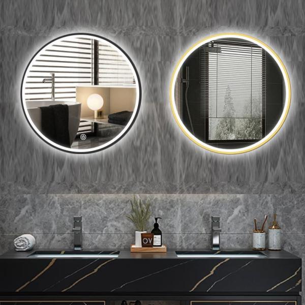 Round Shape Illuminated LED Bathroom Mirrors Defog With One Button
