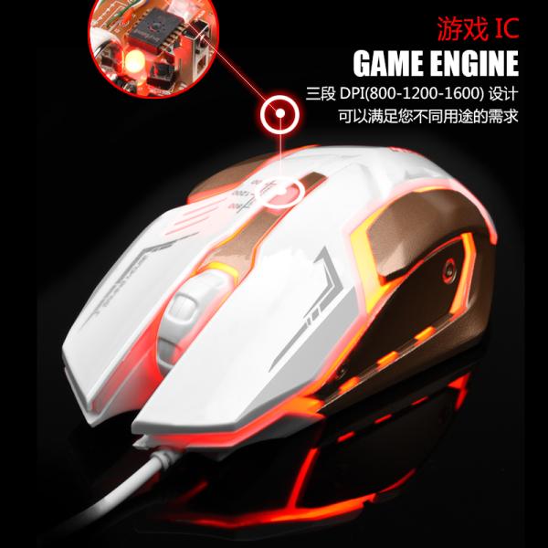 1.5m Wired Computer Hardware Devices Gaming Mouse With 7 Color Backlight