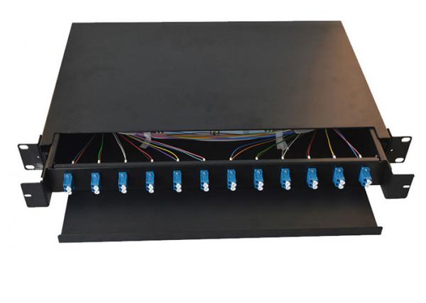 Quality Black / White 12 Port LC Fiber Patch Panel Rack Mounted Type 24 Cores for sale