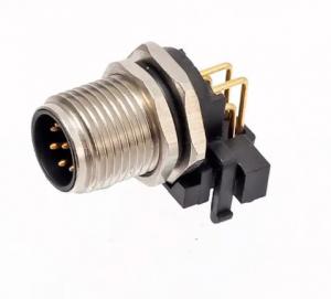 China M12 Panel Mount Male Receptacle Industrial Connectors M12 Circular Connector 90 Degree on sale