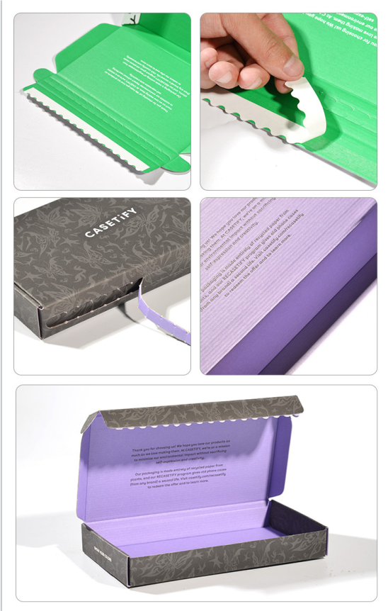 Recycled Corrugated Paper Box Self Sealing Shipping Paper Box Custom Zipper Retainer Box