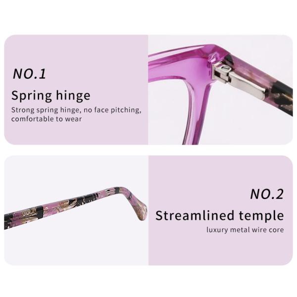 Chic Acetate Cat Eye Round Glasses Smooth Surface Non Polarized For Women