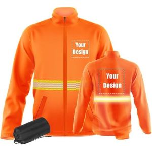 Safety Windbreaker Customizable 360 Reflective Stripe Long Sleeve Safety Apparel