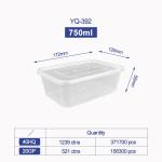 500ml Clear/Black Rectangular PP Disposable Plastic Food Container Microwaveable