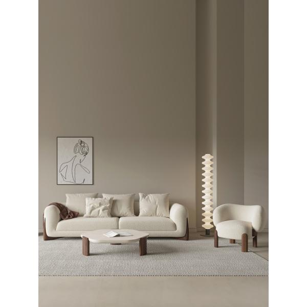 3 Seater Modern Fabric Sofa Set White Teddy Fleece Sponge Filling