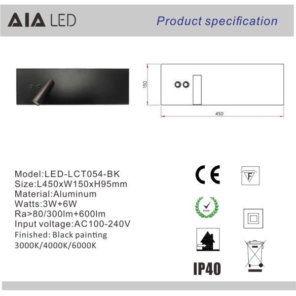 Wireless charging usb bed reading light/ wall reading light led headboard wall light for villa