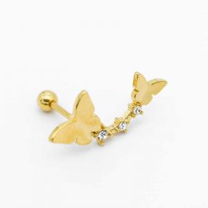 Buy cheap Crystal double gold butterfly earrings studs 316 Stainless steel 8mm product