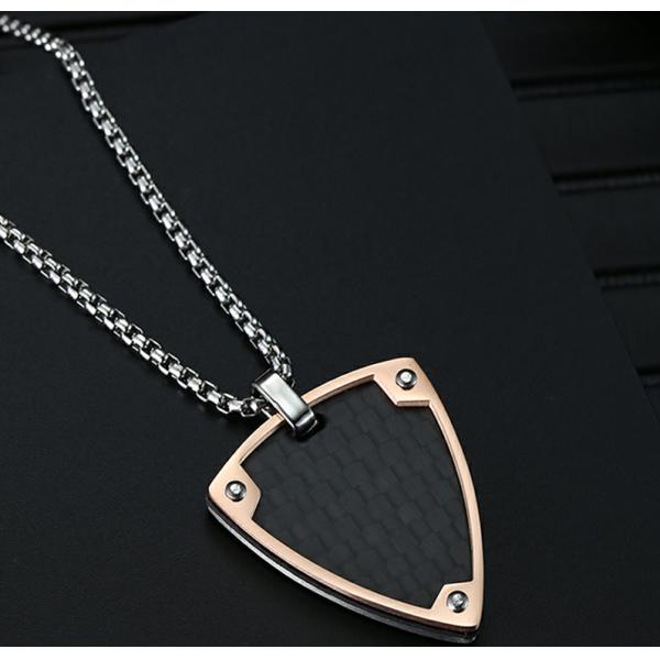 Unique Design Men's Necklaces with Special Shape Rose Gold Edge Stainless Steel Blank Diamond Pendants