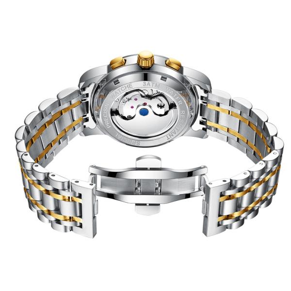 SS Strap 40mm Automatic Mechanical Watch 3BAR Multi Function With Calendar