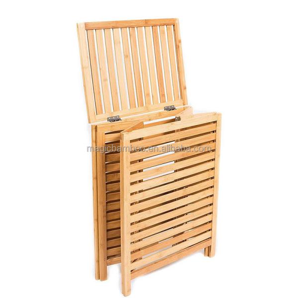 Large Bamboo Bathroom Laundry Hamper Basket For Dirty Clothes Storage