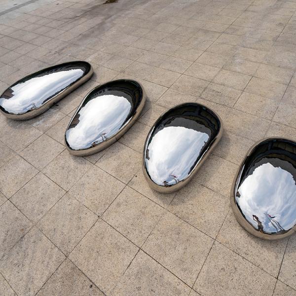 3 Dimensional Outdoor Landscaping Stainless Steel Cobblestone Sculpture