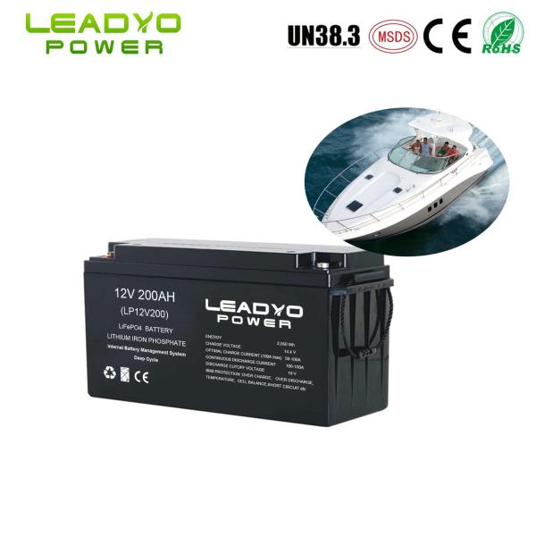 Rechargeable IP66 Lithium ion Marine Battery 12V 200Ah LiFePO4 Deep Cycle Batteries with Smart App