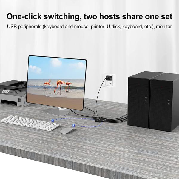 2 Port HDMI 2.1 KVM Switch with USB 3.0 2 Input 1 Output LED Indicators Female-Female