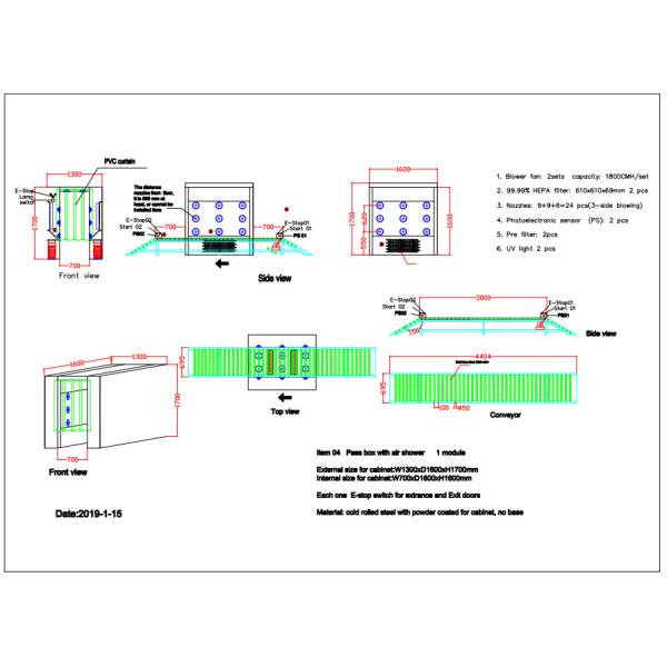 Anti - Static Pass Box Clean Room And Stainless Steel 304 Conveyor For Passing Goods