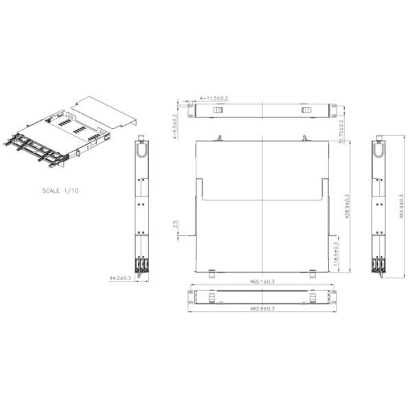 144-Core MPO MTP Cassette Panel with LC Connector Interface and 200mm Depth for High Density Fiber Management