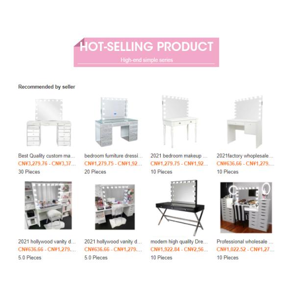 Bedroom Furniture Custom Makeup Vanity Hollywood Mirror Dressing Table