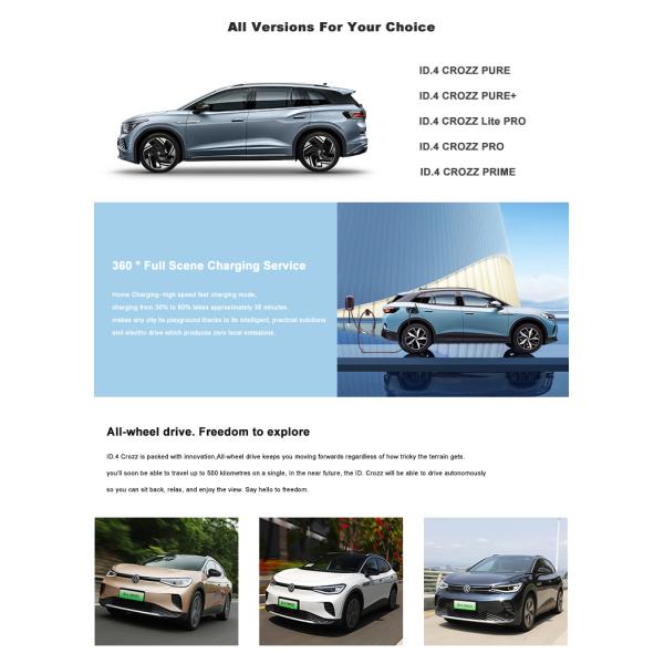 New Energy Vehicle Pure Prime EV SUV VW ID4 ID6 Crozz Electric Car For Volkswagen