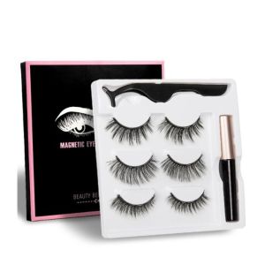 3D Silk Natural Black Magnetic False Lashes With Flexible Band