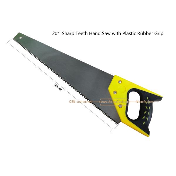 Aminatech 20"Sharp Teeth Hand Saw with Plastic Rubber Grip,Cutting Wood