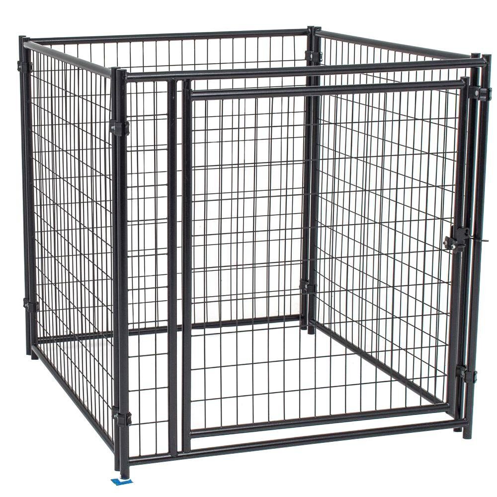 Black Heavy Duty Dog Kennel Run 4ft X 4ft X 6ft Outside Welded Wire Mesh