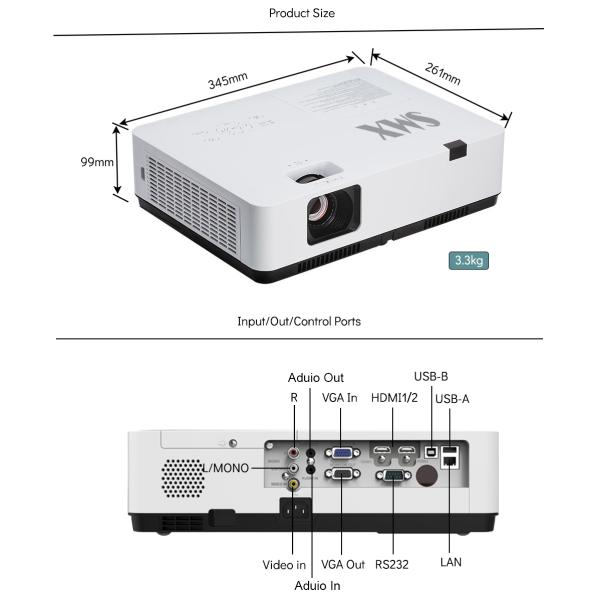 Outstanding Brightness Of 3700 Lumens Standard Throw Laser Projector With XGA Resolution