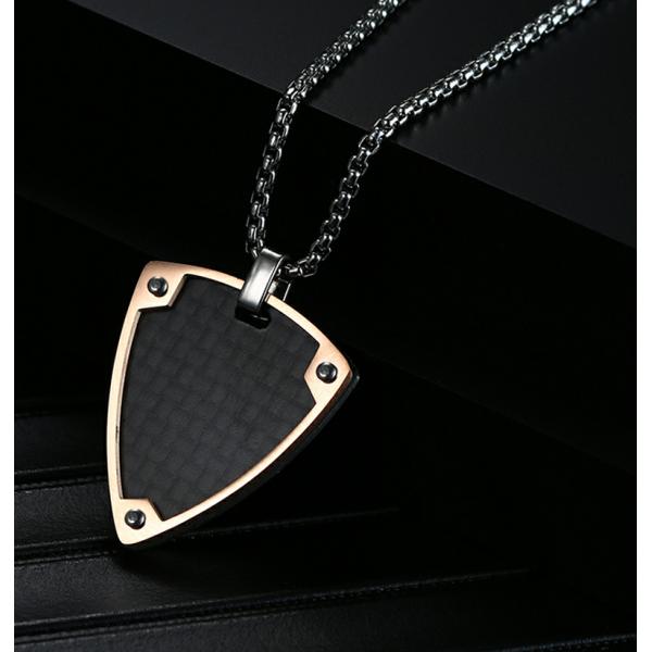 Unique Design Men's Necklaces with Special Shape Rose Gold Edge Stainless Steel Blank Diamond Pendants