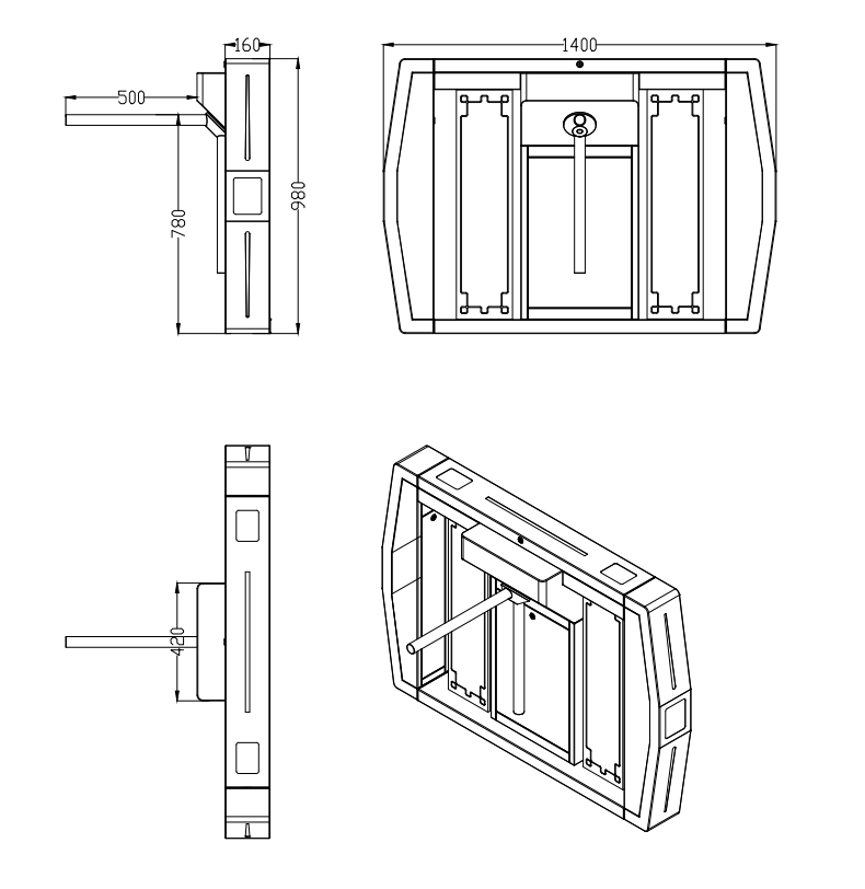 Full Automatic Double Arm Tripod Turnstile Gate with RS485 Communication AC 220V/110V and 30-45 Persons Per Minute Capacity