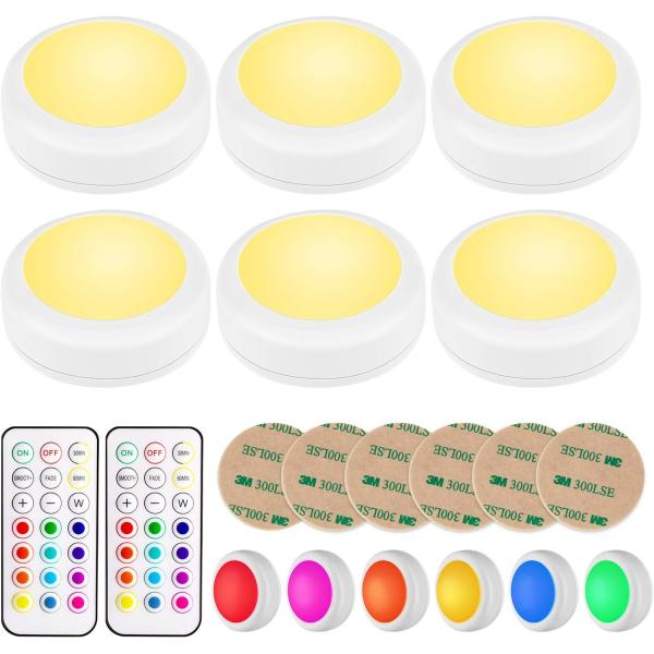 Remote Control LED Puck Lights Wireless Under Cabinet Lighting AA Battery Powered