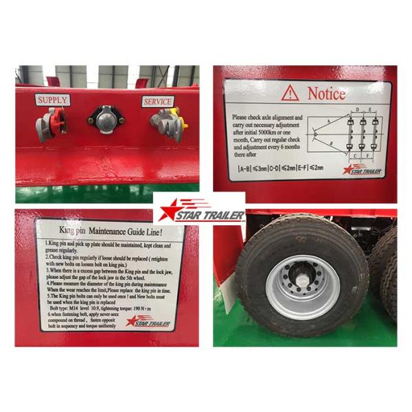 Container Transport Tri Axle Skeletal Trailer , Red Multi Function Skeletal Trailer