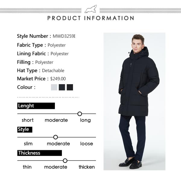 Size 46 - 56 Winter Jacket Men Packable Down Coat With Polyester Filling