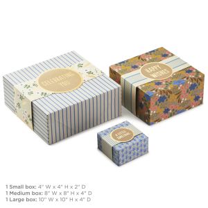 Embossing Floral 3 Pack Folding Packaging Boxes With Bands